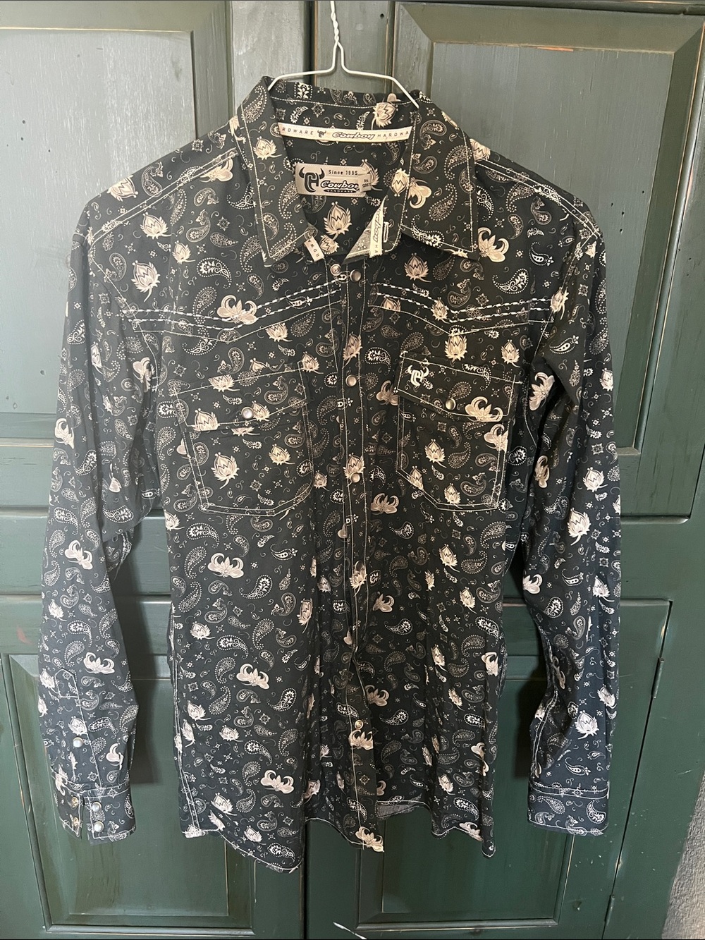 Cinch Black Paisley-Print Western Button-Down Shirt - Med